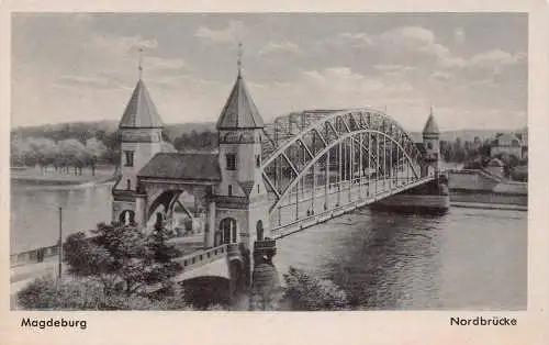 L262 Deutschland Magdeburg Nordbrücke Vintage Postkarte