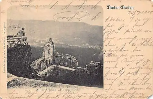 L261 Deutschland 1900 Baden-Baden. Altes Schloss Hohenbaden. alte Postkarte