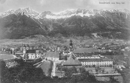 A038 Österreich Innsbruck von Berg Isel Panorama Vintage Postkarte