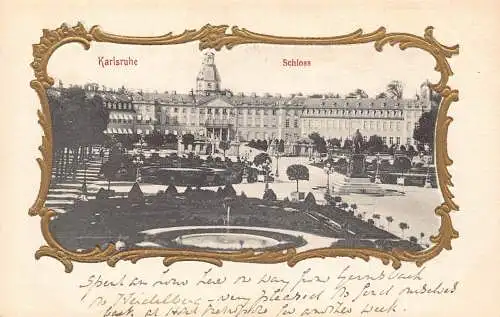 L261 Deutschland Karlsruher Schloss Vintage Postkarte