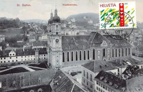 L300 Schweiz St. Gallen Klosterkirche Kirche Vintage Postkarte