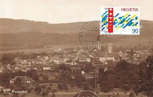 L299 Schweiz Frauenfeld Panoramablick Vintage Postkarte.