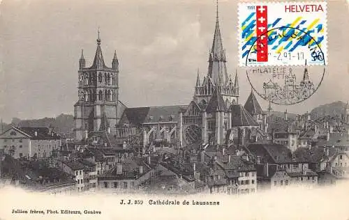 L299 Schweiz Dom Lausanne Vintage Postkarte