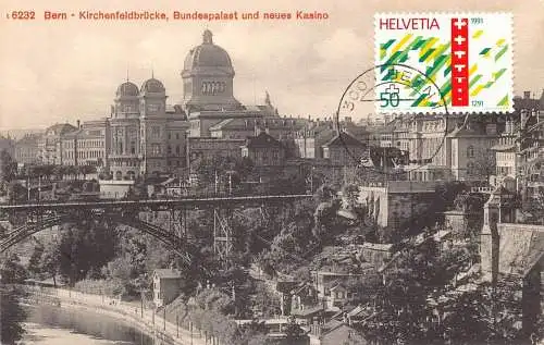 L299 Schweiz Bern Bundespalast Kasino Kirchenfeldbrücke Vintage Postkarte