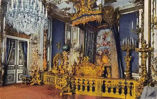 L261 Deutschland Schloss Herrenchiemsee: Schlafzimmer Vintage Postkarte
