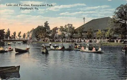 A856 US Pennsylvania Pittsburgh Lake und Pavillon Kennywood Park Boote Postkarte