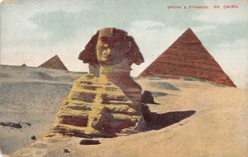 A857 Ägypten Kairo Sphinx und Pyramiden Vintage Postkarte