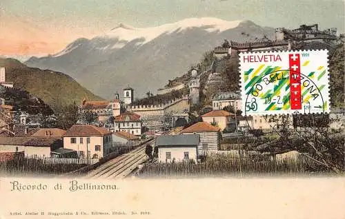 L300 Schweiz Ricordo di Bellinzona Bergfestung Litho Postkarte