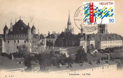 L299 Schweiz Lausanne La Cite Vintage Postkarte