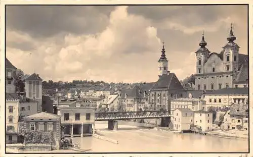 A857 Österreich Steyr ad Enns Kirchenbrücke RPPC Vintage Postkarte