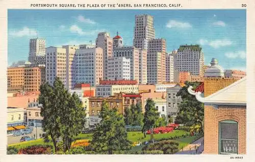A855 US Portsmouth Square Plaza San Francisco Kalifornien Vintage Postkarte
