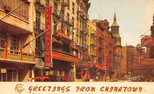 A861 US New York City Chinatown Restaurants Kuriositäten Geschäfte Schmale Straße Postkarte