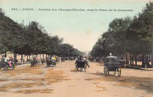 A858 Frankreich Paris Avenue des Champs Elysees Place Concorde Kutsche Postkarte