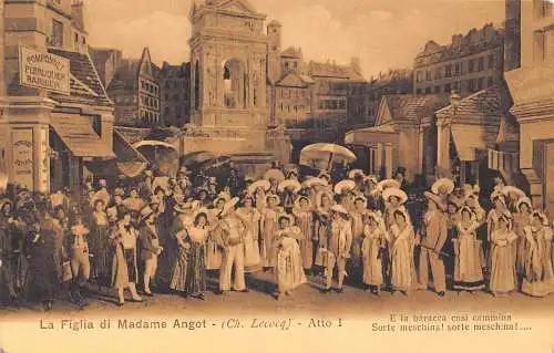 A857 Italien La Figlia di Madame Angot Theaterspielszene Schauspieler Gruppe Postkarte