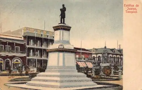 A854 Mexiko Tampico Estatua de Juarez Statue Vintage Postkarte