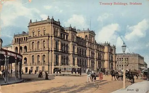 A854 Australien Schatzkammer Gebäude Brisbane Kutschen Vintage Postkarte