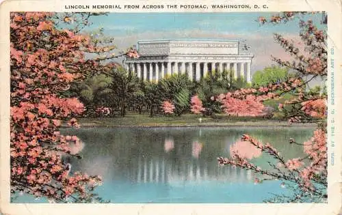 A856 US 1934 Lincoln Memorial from Across the Potomac Washington DC Postkarte