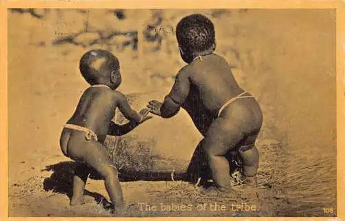 A853 Südafrika Die Babys des Stammes Vintage Postkarte