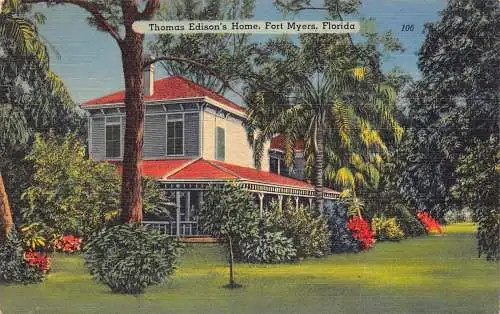 A855 US Thomas Edison's Home Fort Myers Florida Postkarte