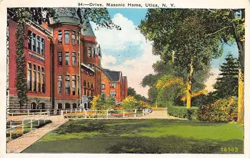 A855 US Drive Masonic Home Utica New York Vintage Postkarte