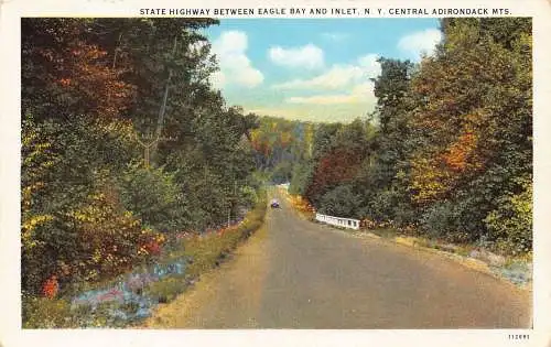 A855 US Highway Eagle Bay and Inlet NY Central Adirondack Mts Vintage Postkarte