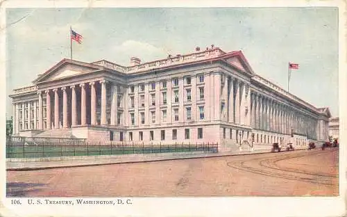 A855 US 1908 Treasury Washington DC Vintage Postkarte