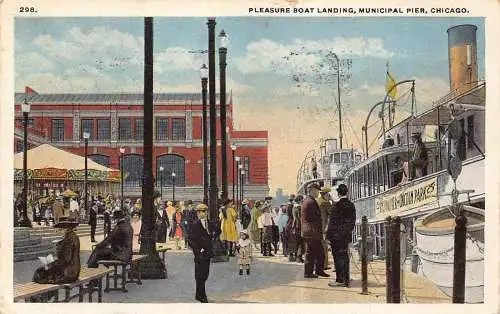 A861 US Chicago Illinois Municipal Pier Pleasure Boat Steamboat 1922 Postkarte