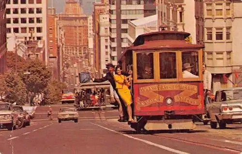 A861 US San Francisco California 1970 Cable Cars Tram Vintage Postkarte