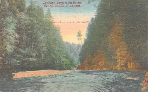 A859 Kanada Capilano Hängebrücke Vancouver BC Vintage Postkarte