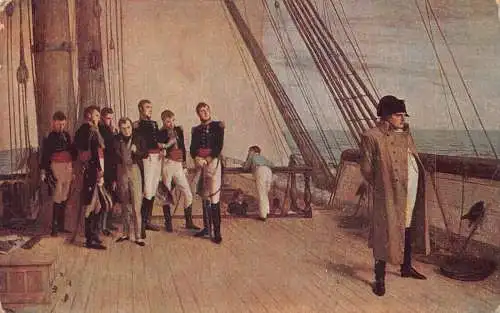 A860 Kunst Napoleon Bonaparte Bord Bellerophon Schiff 1917 Vintage Postkarte