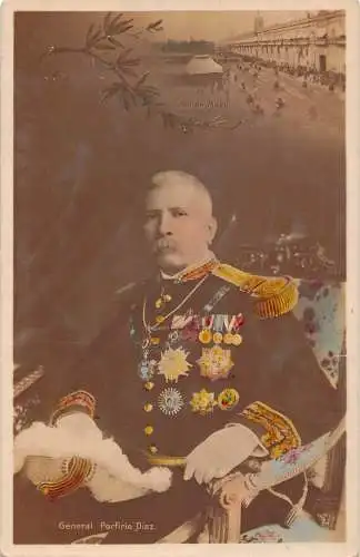 A860 Mexikanischer General und Politiker Porfiro Diaz Cinco de Mayo RPPC Postkarte