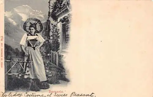 A860 Schweiz Feiertag Tracht Frau Bäuerin traditionelle ethnische Postkarte