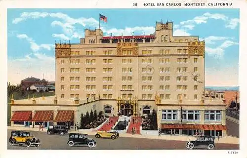 A856 US Hotel San Carlos Monterey California Cars Vintage Postkarte