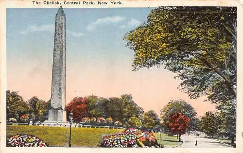 A856 US Obelisk Central Park New York Vintage Postkarte