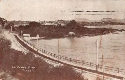 A858 Australien 1909 Sandy Bay Road Hobart Vintage Postkarte
