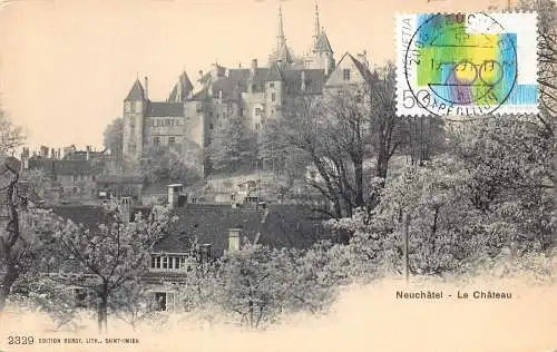 L296 Schweiz Schloss Neuenburg Schloss Vintage Postkarte