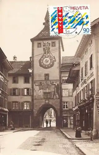 L296 Schweiz Liestal Oberes Tor Turm Restaurant Schluessel Vintage Postkarte