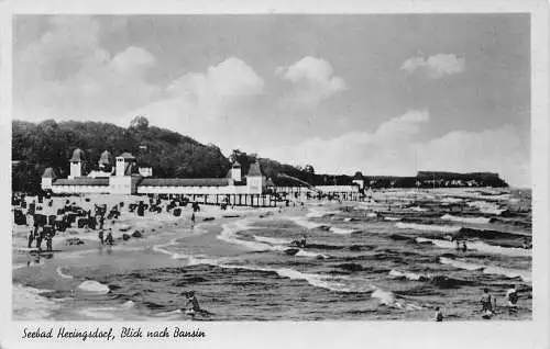 A232 Deutschland 1950 Seebad Heringsdorf Bansin Meer Strand Vintage Postkarte