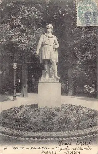 A233 Frankreich Rouen Statue de Rollon Vintage Postkarte