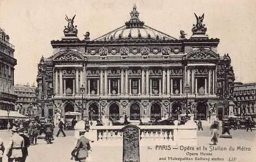 A234 Frankreich Paris Opera House Metropolitan Railway Station Vintage Postkarte
