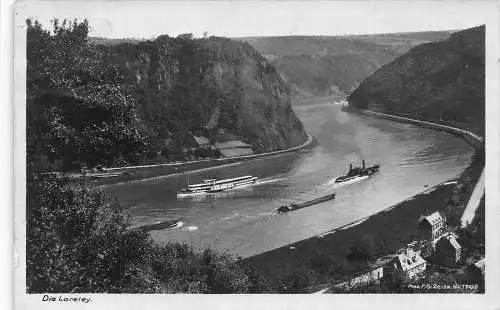 L306 Deutschland Die Loreley Dampfschiffe Fluss Vintage Postkarte