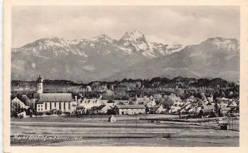 L306 Deutschland Markt Grafing Mit Wendelsteingebirge Vintage Postkarte