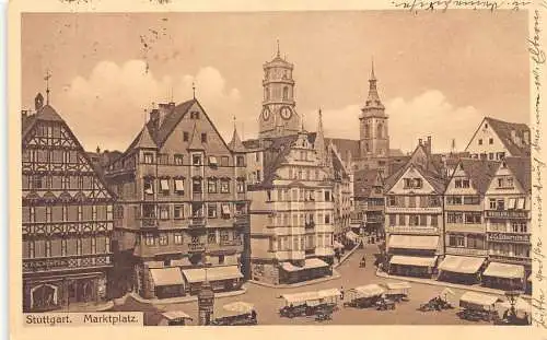 L306 Deutschland 1912 Stuttgart Marktplatz Wiss&Wollwaren JG Schaarschmidt Postkarte