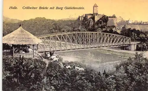 L306 Deutschland 1912 Halle a S Burg Giebichenstein Croellwitzer Brücke Postkarte
