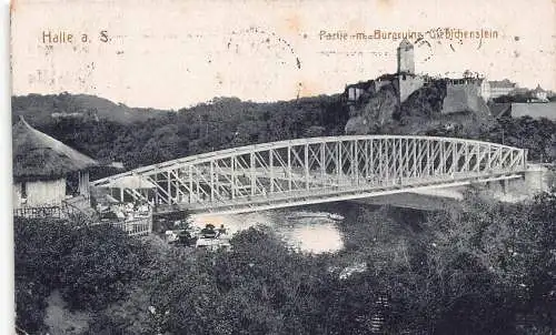 L306 Deutschland 1923 Halle a S Partei m Burgruine Giebichenstein alte Postkarte