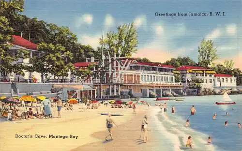 A865 Grüße aus Jamaika Doctor's Cave Montego Bay Beach Vintage Postkarte