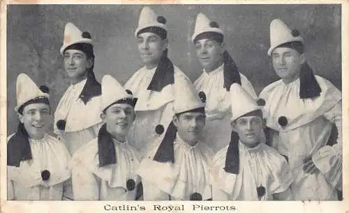 A050 Männer Gruppe Pierrots lustiger Comic Catlins Royal Pierrots Vintage Postkarte