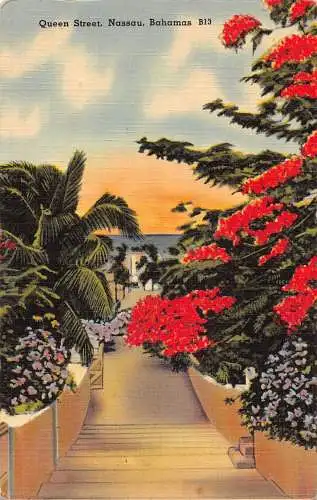A867 Bahamas Nassau Queen Street Vintage Postkarte