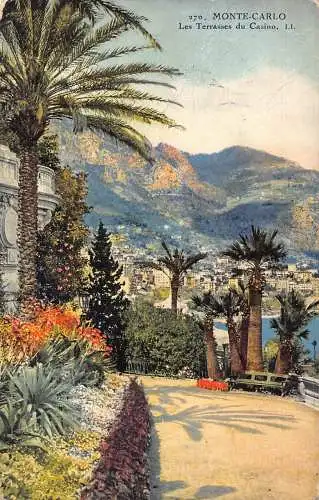 A870 Monaco Monte-Carlo Terrasses du Casino Vintage Postkarte