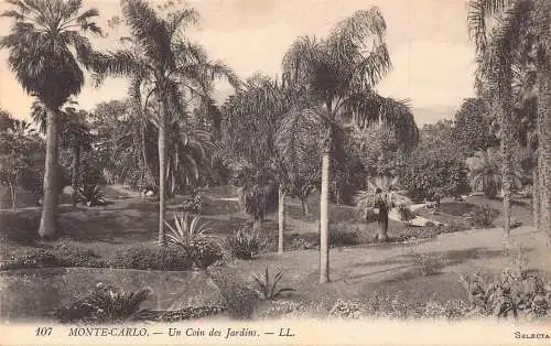 A870 Monaco Monte Carlo Coin des Jardins Garden Vintage Postkarte